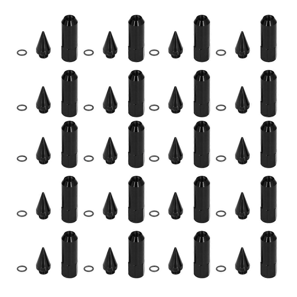 20Pcs Universal M12x1.5 Racing Wheels Rims Lug Nuts 90Mm Aluminium Alloy Spiked Nuts With Socket Keyblue 3138988336495