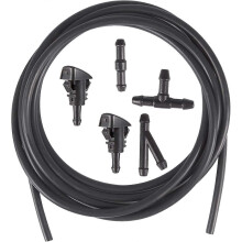 2 windshield washer spray nozzles compatible with Dodge, Jeep, Ram and 3 metres of fluid hose with 3-piece connector, replaces OEM # 4805742AB, 511607