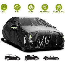 Waterdicht autozeil voor buiten - Waterdichte beschermhoes voor auto (4,9 x 1,8 x 1,5 m) Zwart
