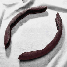 (Coffee) Suede Universal 38CM Car Steering Wheel Booster Cover Non-Slip Auto Interior Steer Protector Decoration Accessories