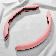 (Pink) Suede Universal 38CM Car Steering Wheel Booster Cover Non-Slip Auto Interior Steer Protector Decoration Accessories