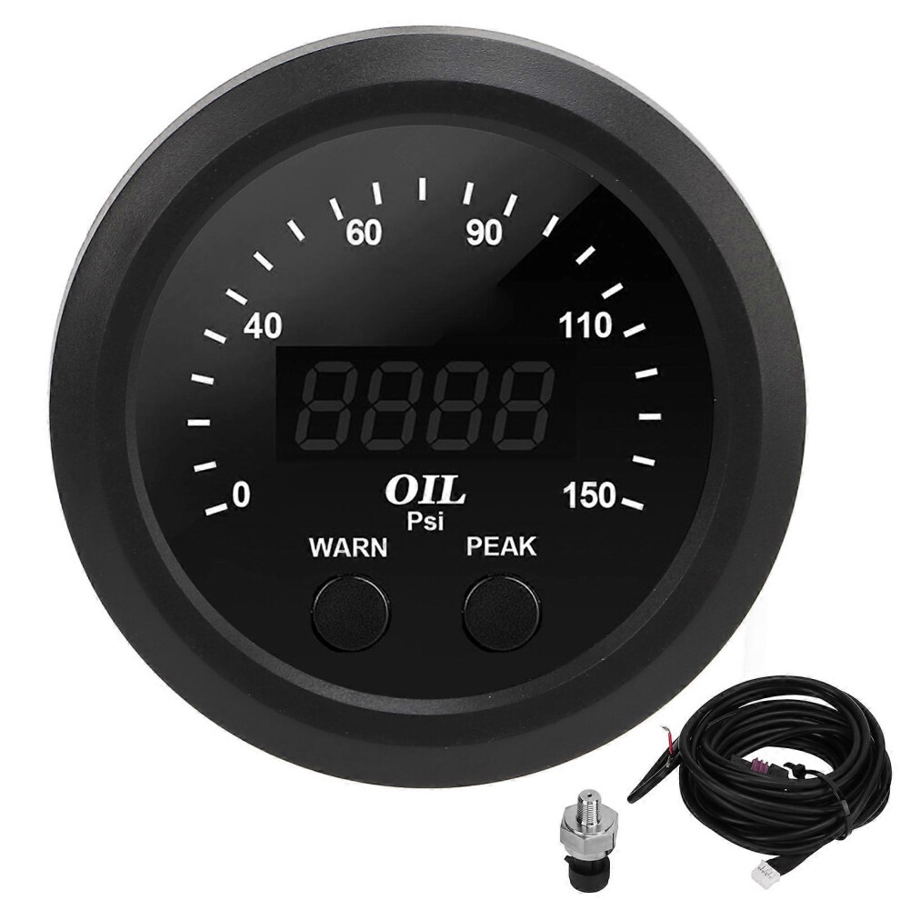 Oil Pressure Gauge Kit 21/16In 52Mm Ultraslim 15Psi Led Accurate Stable Antishock Fuel Press Meter Red 3118852314354
