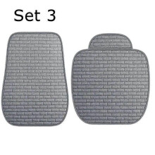 (Set-Grey) Car Seat Cover Flax Seat Protect Cushion Automobile Backrest Cushion Pad Covers Mat Four Seasons Universa