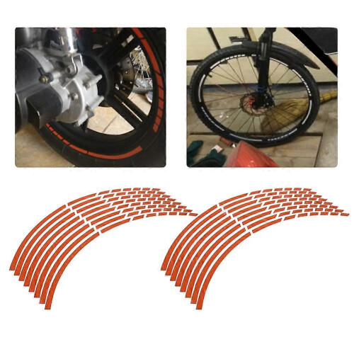 Conjunto de 16 adesivos refletivos para rodas de bicicleta/moto de 16 a 18 polegadas (vermelho) 2