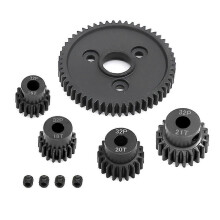 Metallinen lieriöpyörä 54T 0.8 32P 3956 16T 18T 20T 21T Pinions-rattailla, yhteensopiva 1/10 Traxxas Slash Stampin kanssa