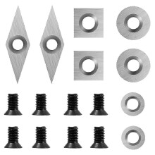 Conjunto de 8 peças de pastilhas de metal duro para torneamento, afiadoras e duráveis, para tornos de madeira. Inclui 8 pastilhas.