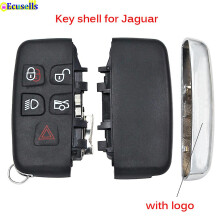 Capa protetora para chave inteligente de 5 botões com entrada sem chave, compatível com Jaguar XJ, XF, XKR, XE, XK, F-Type e F-Pace, com logotipo.