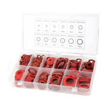 Set van 600 pakkingen, afstandhouders, ringen, rood, staal, papiervezel, platte isolatieset