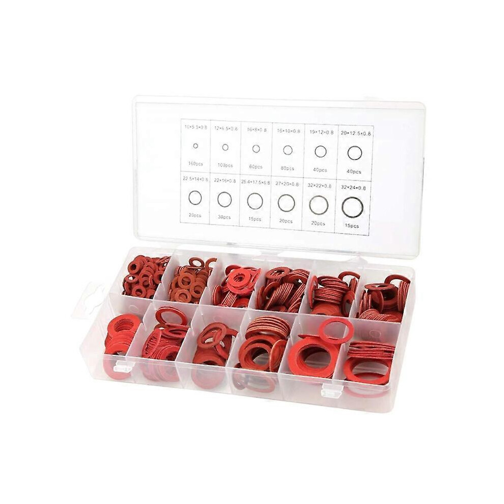 600Pcs/Set Gasket Spacers Washer Red Steel Paper Fiber Flat Insulation Kit 3272068209986