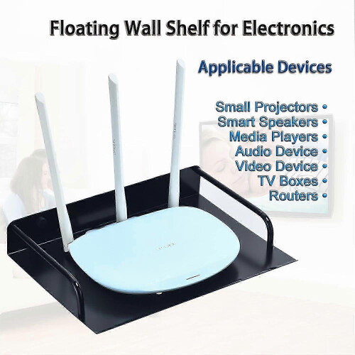 Wall Mounted Router Shelf, Small Projector Wall Stand Metal TV Box Bracket Floating Shelf(1 Layer, Small) 1
