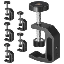 6 Pcs Universal C Clamp with 1/4 inch and 3/8 inch Thread Hole Aluminum Support Clamp Desk Clamp Ta