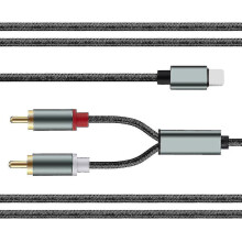 Cavo Lightning a RCA o adattatore Aux, adattatore splitter stereo a Y compatibile con iPhone selezionati, iPad compatibile con alimentazione