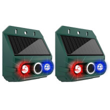 N911Z 2 Stück solarbetriebene Ultraschall-Vogelabwehrgeräte mit LED-Blinklicht und Bewegungsmelder