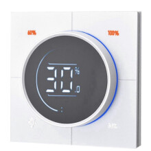 Infinite Knob Dimmer Regulator Zigbee 3.0 PC Panel Wall Light Switch 150-300W AC 110-240V Digital LCD Yandex(White)