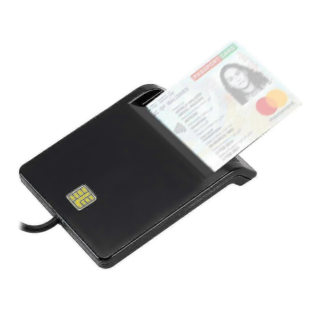Usb 2.0 Smart Id Card Reader Compatible With Sd Atm Cac Tf Bank Card Sim Card Reader Usb-Ccid Iso Connector Compatible With Windows Linux Black 3680829710136