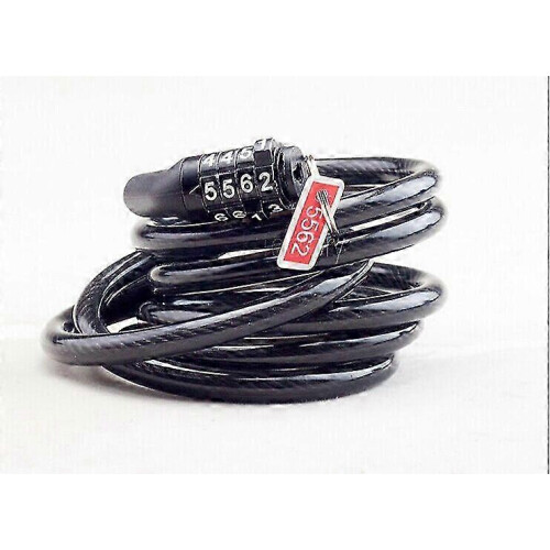 Bicycle Lock Combination Lock 4-digit Code Steel Cable Password Lock Black 2