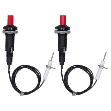 2 Pcs Piezo Igniter 1 Out 2 Push Button with Ignition Needle Wire 1 Meter Piezoelectric Ignition compatible with Fireplace Oven Heater Kitchen