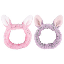 2 Pack Wash Headband, Easter Bunny Spa Skin Care Hairlace, Short Plush Facial Head Wrap