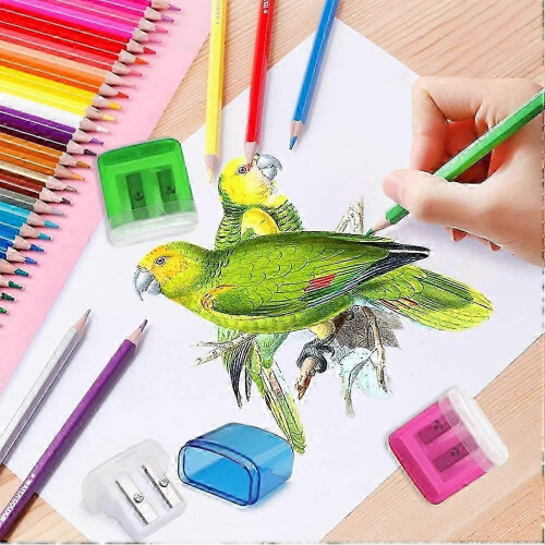 temperamatite manuali con coperchio, temperamatite a doppio foro, compatibile con bambini, multicolore 2