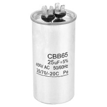 Condensateur CBB65 25UF 450V, boîtier en aluminium, antidéflagrant, compatible avec les moteurs de climatisation.