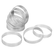 8-teiliges Set Edelstahl-Tarteringe, hitzebeständig, wasserfest, für Kuchen, Mousse, rund, doppelt gerollt, Metallform, 10 cm