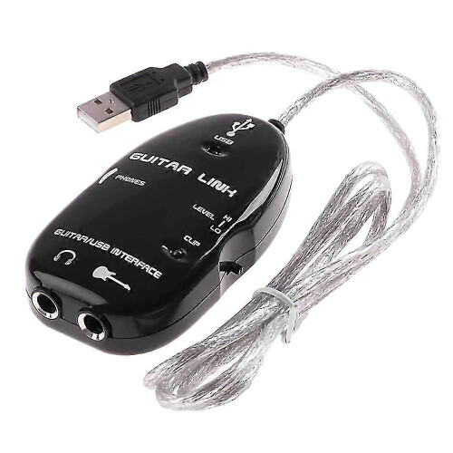 Cabo USB para guitarra, cabo de interface de guitarra para USB, compatível com adaptador de gravação para PC e guitarristas.