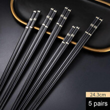 5 Pairs Chinese Japanese Chopsticks Sushi Sticks Korean Chopsticks Reusable Alloy Chop Sticks Kitchen Tableware Tool Accessories SMTX