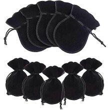 Lot de 30 petits sacs cadeaux en velours noir Ă cordon de serrage (12 x 9 cm), parfaits pour les fĂŞtes.