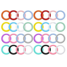 Conjunto de 32 Anéis de Silicone Redondos de 65mm com 2 Furos, Compatíveis com a Criação de Chaveiros, Colares, Pulseiras e Bijuterias DIY