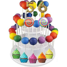 Lollipop Holder 3 Layers 42 Holes Lollipop Display Rack Dessert White Plastic Cake Pop Display Stand Decorative Dessert Tower Tray