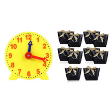 Horloge d'apprentissage pour élèves de 10 cm, modèle pour enseignants, avec sac cadeau de 10 pièces et poignée en papier.
