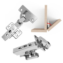 Soft Close 45 Degree Corner Cabinet Hinges for Lazy Susan, Full Overlay Concealed Hydraulic Hinges 2PCS