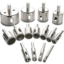 Diamond Drill Bit Set Hole, 15PCS Hole Saw Set compatible with Glass, Marble, Granite Stone