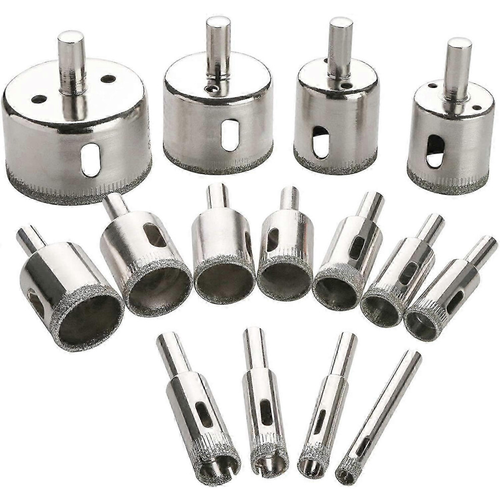 Diamond Drill Bit Set Hole, 15Pcs Hole Saw Set Compatible With Glass, Marble, Granite Stone 3234149664497