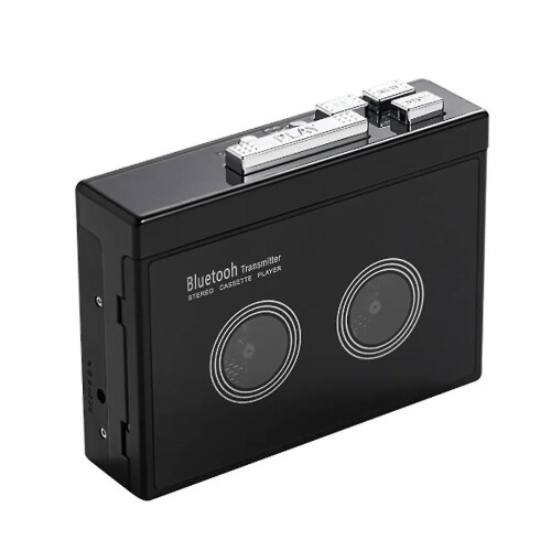Lettore di cassette stereo retrò nero Walkman con riproduzione automatica e Bluetooth