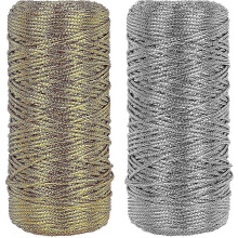 218 Yard 1.5mm Gold and Silver Metallic Thread Cord Tinsel String Non-Stretch Sparkle Thread