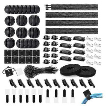 Kit organizador de gestión de cables de 173 piezas, clips adhesivos para cables, bridas para cables, cables adhesivos para pared