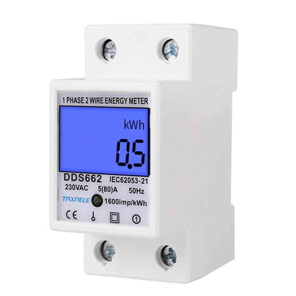 Single Phase Energy Meter 230V 50Hz Din Rail Mounted Digital Kwh Meter With Lcd Display Without Backlight 9330225476214
