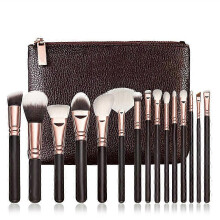 15 professional makeup brush with practical bag brown