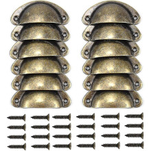 12 Pieces Antique Brass Cabinet Handles Door Handles Vintage Kitchen Cupboard