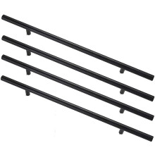 Modern Aluminum Alloy Cabinet Handles for Kitchen Drawer and Closet Doors, 224mm Black, 4Pcs