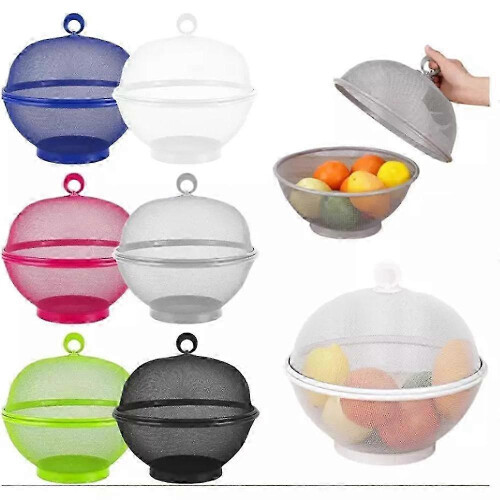 Fruit Fly Proof Fruit Bowl, Large Capacity Mesh Fruit Basket with Lid Cover 2