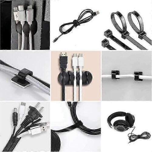 173 Pcs Cable Management Organizer Kit, Adhesive Cable Clips Holder,Cable Ties,Adhesive Wall Cable 2