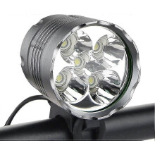 Fietsverlichting, 6000 lumen, 5 led-fietslamp, waterdichte mountainbike-koplamp met oplaadbare batterij, 3 standen.