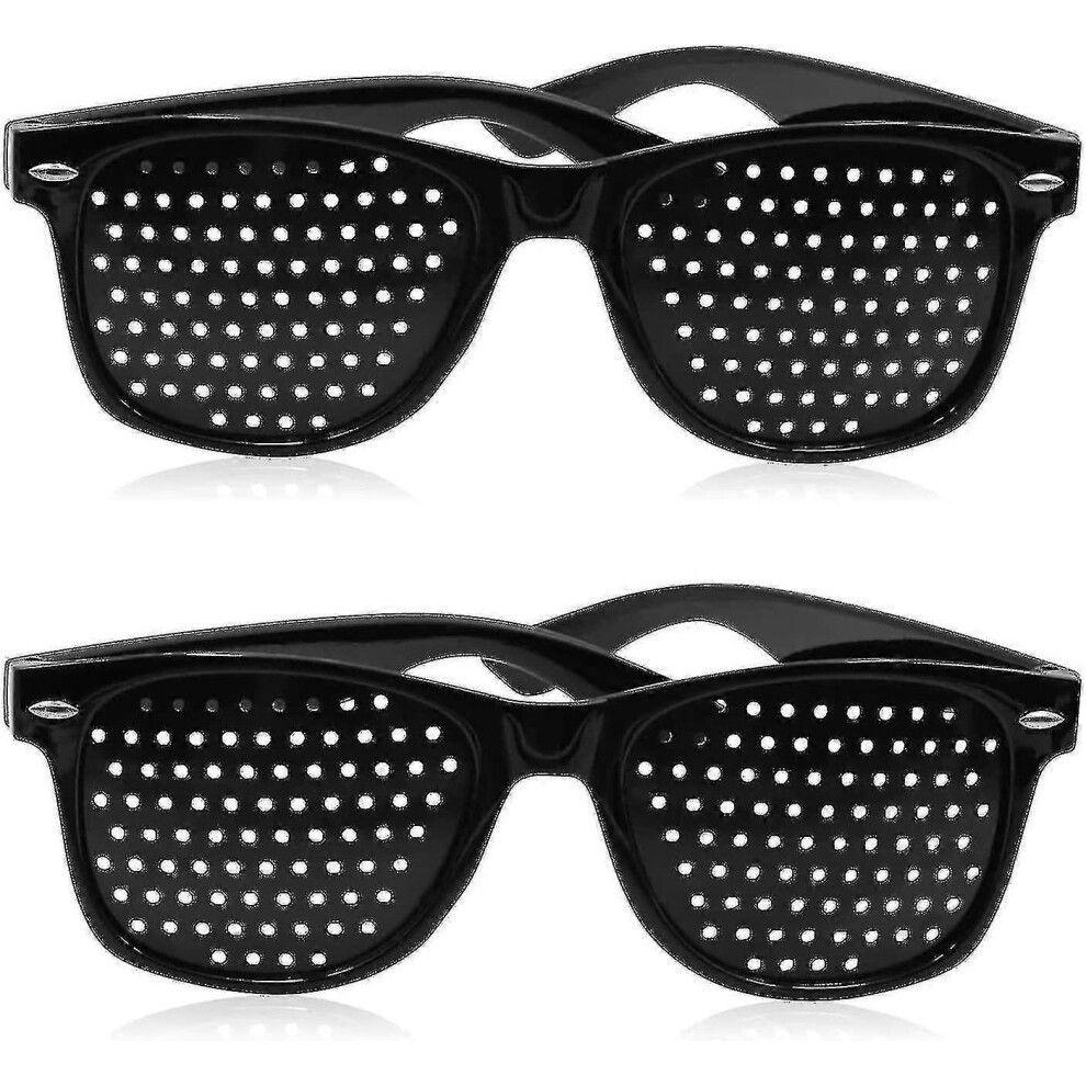 Black 2 Pcs Pinhole Glasses Compatible With Improving Vision, Unisex Eyesight Strengthening Pinhole Glasses
