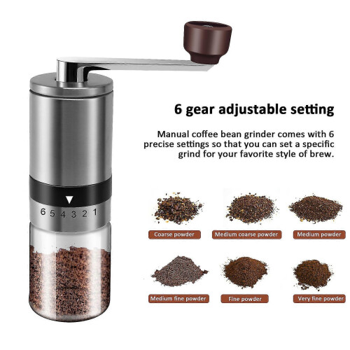 Manual Coffee Grinder - Hand Coffee with Ceramic Burrs 6 Adjustable Settings - Portable Hand Crank 2