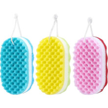 Esponja de espuma macia para banho, esfoliante corporal, dupla face, em fibra, ideal para presente.