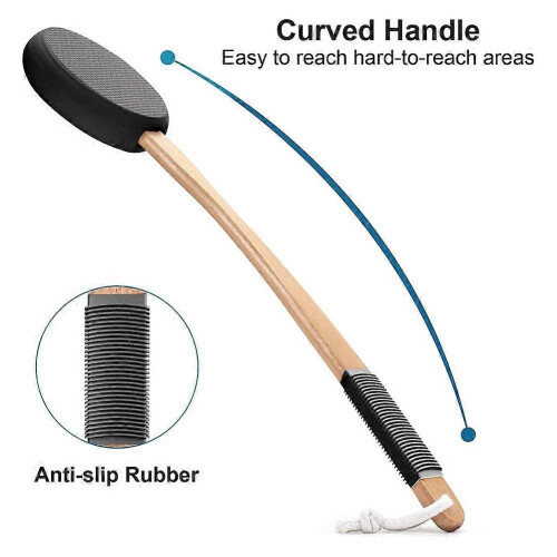 Back Lotion Applicator with Long Handle and 1 Replaceable Pads, Ideal compatible with Young People and the Elderly-Black. 1