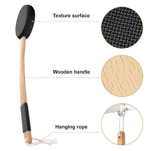 Back Lotion Applicator with Long Handle and 1 Replaceable Pads, Ideal compatible with Young People and the Elderly-Black. 2