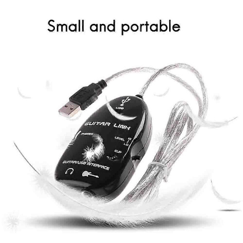 Cabo USB para guitarra, cabo de interface de guitarra para USB, compatível com adaptador de gravação para PC e guitarristas. 2